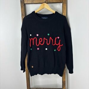 Simply Southern Black Merry Sweater S